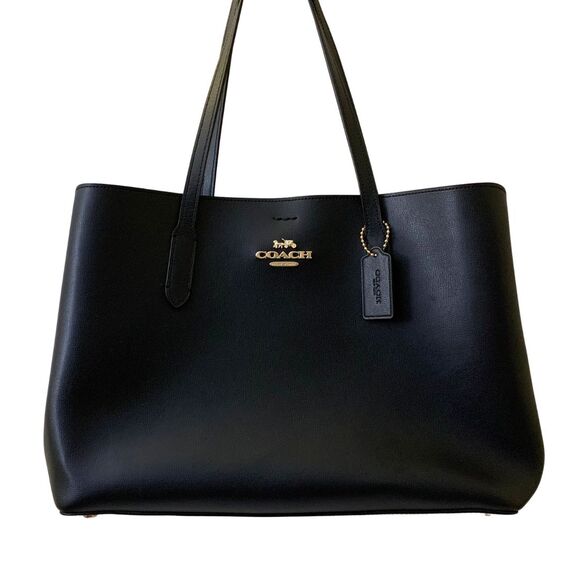 Coach Black Leather Tote Shoulder Bag Large Size - Picture 1 of 13